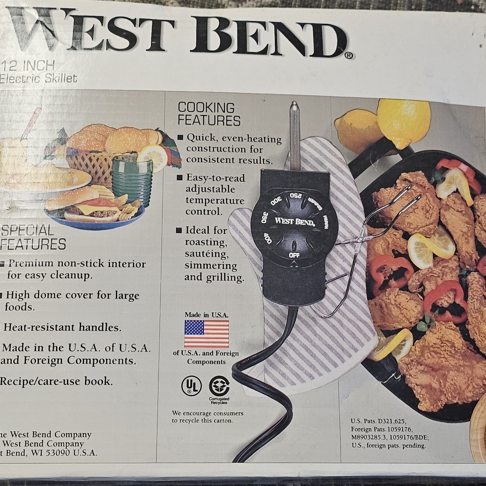West Bend Blue Electric Skillet - Picture 2 of 2